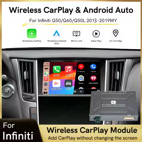 YolanAuto Wireless CarPlay Android Auto for Infiniti Q50 Q50L Q60 QX50 QX60 QX70 2013-2019 Support G