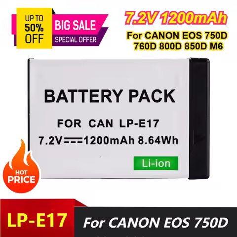 7.2V 1200mAh LP-E17 Battery Camera Batteries for Canon Cameras EOS 750D 760D 800D 850D M6 Battery