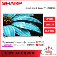 SHARP 50 Inch 4K UHD Google TV 4TC50FJ1X | FJ1 Series Lightweight Slim Design TV Pintar