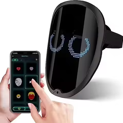 Programmable LED mask,App control face transforming Halloween mask USB rechargeable for kids adults
