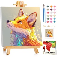 Fox Paint by Numbers Kit for Kids with Frame, Fox Paint by Numbers for Kids Ages 4-8-12, DIY Bird Ac