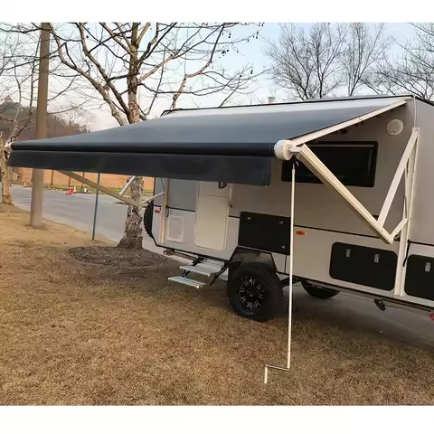 11ft Rv Travel Trailer Powered 5th Wheel Large 12v Led Camper Motorhome Awning 4m 3m Electric Side S