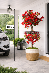 Pokok Bunga Kertas Bonsai Merah Hiasan 180cm  / Premium Artificial Bougainvillea Red Bonsai tree Flo