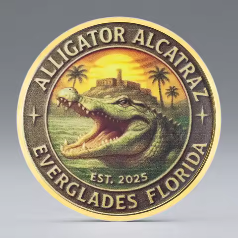 Alligator Alcatraz Gold Plated Collectible Coin Humorous Souvenir Coin Home Decoration