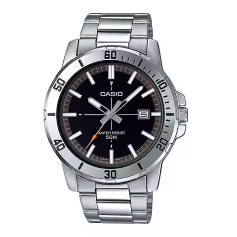 CASIO MTP-VD01D Quartz Watch for Men, Stainless Steel Bracelet, 50M Waterproof, Date Calendar, Sport