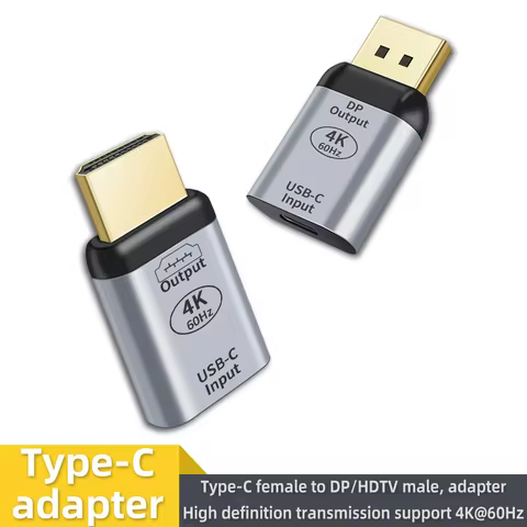 Type-C to HDTV DP Adapter 4K60Hz Audio Video Converter for Notebook Mac Mobile TV Monitor USB C Fema