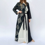 Gamis Tenun WTP 22 Hitam Baju wanita Baju Kondangan gaun acara gamis batik warna hitam Motif modern 