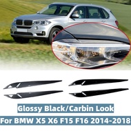 Pair Headlight Eyebrow Eyelid For BMW X5 X6 F15 F16 F85 F86 2014-2018 F15  Head Lamp Decoration Prot