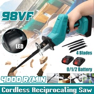 98VF Green Cordless Reciprocating Saw with 1/2pc Li-ion Battery 4 Blades Portable Rechargeable Metal