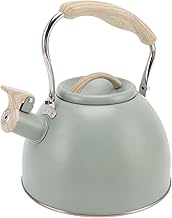 Stainless Steel Whistling Tea Kettle, 3L Stovetop Whistling Kettle Teapot with Cool Ergonomic Handle for Electric Gas Induction Radiation Stove, Light Green