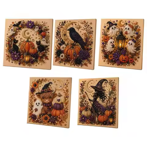 DIY Halloween Framed Diamond Art Pearl Painting Kit 7.87x7.87inch Pearl Diamond Dots Gem Art Craft P
