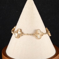 VAN CLEEF&ARPELS(梵克雅寶) Vintage Alhambra 中號五花手鏈 鐳射 新扣 18K黃金 S-M碼 黃金