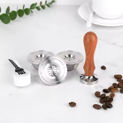 Reusable Coffee Capsule Compatible For Bialetti Coffee Brewers Refillable Filter Cone With Tamper Es