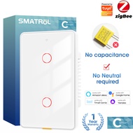 SMATRUL Tuya Smartlife Zigbee Smart Touch Switch Light Wall Switch No Neutral Wire No Capacitor requ