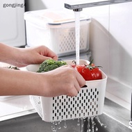 [gongjing4] Refrigerator Storage Box Fridge Organizer Fresh Vegetable Fruit Boxes Drain Basket Stora