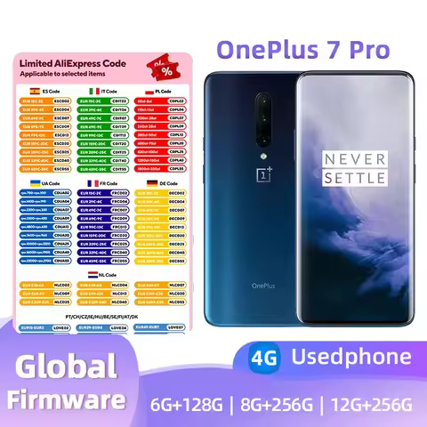 Oneplus 7 Pro 4G Mobile Phone 6.67" 8GB RAM 256GB Dual SIM Card Screen Original Android Used Phone