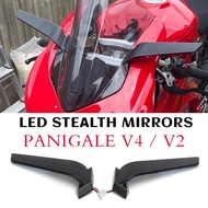 Motorcycle With LED Turn Signal Stealth Mirrors for DUCATI Panigale V4 Accessories Rearview Mirror P