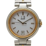 Dunhill 女士石英腕錶，白色錶盤，不鏽鋼鍍層