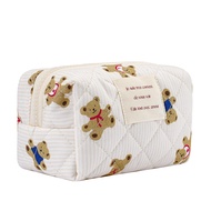 Cute Small Quilted Cotton Makeup Pouch for Women and girls,Coquette Quilted Toiletry Bag,Animal Coqu