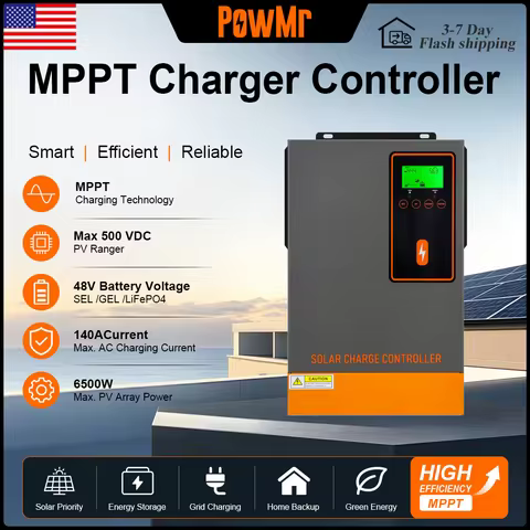 PowMr 140A MPPT Solar Charge Controller 48V Controller Max PV 500V Solar Battery Charger Regulator f