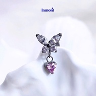 Titanium Butterfly Piercing with Pink Heart (F136) • Lamontshop