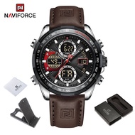 NAVIFORCE ผู้ชายนาฬิกาแบรนด์ยอดนิยมนาฬิกาลำลองจอแสดงผลคู่กันน้ำ Led เรืองแสงกีฬานาฬิกาสำหรับผู้ชาย N