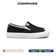 Compass Retrograde Slip On Herringbone Black Shoes