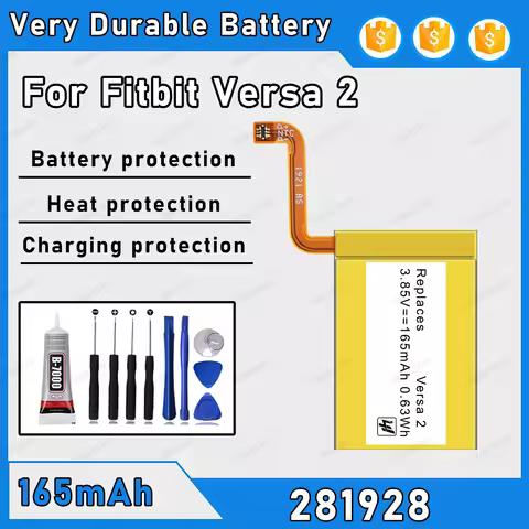 165mAh 100% New 281928 Battery For Fitbit Versa 2 Replacement Bateria+Free Tools