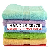 MERAH KATUN [SP366] RED AND WHITE TOWEL 30x70 (100% Cotton Towel 70gr) SPORT TOWEL MP TOWEL/ 30x70