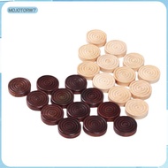 [mojotorw7] 24Pcs Wooden Checkers Pieces Backgammon Pieces with Stackable Ridge Chess Game