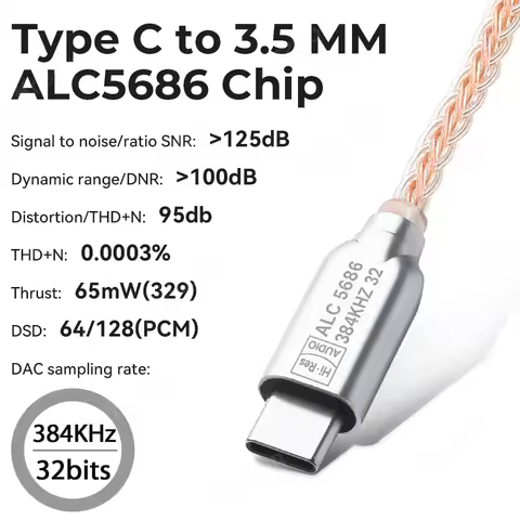 ALC5686 Chip Type C to 3.5mm Headphone Amplifier DAC HiFi Audio Decoder IEM AMP Smartphone Adapter f