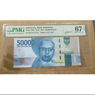 PMG 67 EPQ INDONESIA 50000 RUPIAH 2016 2017 DJUANDA PICK 159B SOLID 1