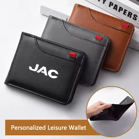 Leather Car Logo Short Wallet Purse Card Holder License For JAC S2 J3 Board JS2 S3 JS3 J2 S5 T8 Refi