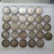 US Morgan Silver Dollar Reproduction Coin Collection — 28 Coins, S-Mint, Different Years, Antique Fi