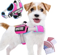 Service Dog Harness With Storage Bagเสื้อกั๊กสุนัขสัตว์เลี้ยงกลางแจ้งแบบปรับได้วัสดุไนลอนสะท้อนแสงN
