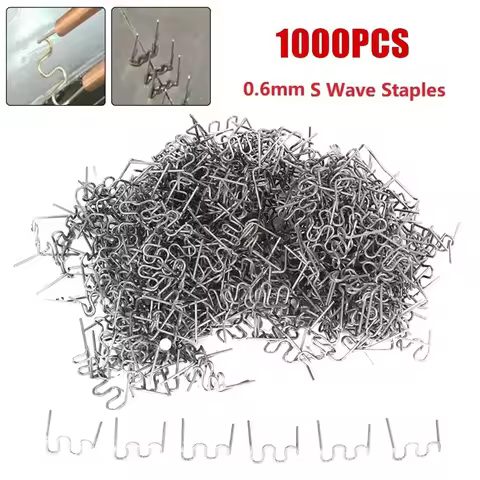 100/500Pcs 0.6/0.8mm S Wave Staples For Car Bumper Bodywork Plastic Stapler Repair Kit Pre-cut Wave 