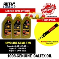 [2 Bottles] Caltex Havoline Super 4T Semi Synthetic Motorcycle Oil 10W40 / 15W50 / Scooter 10W40 : (