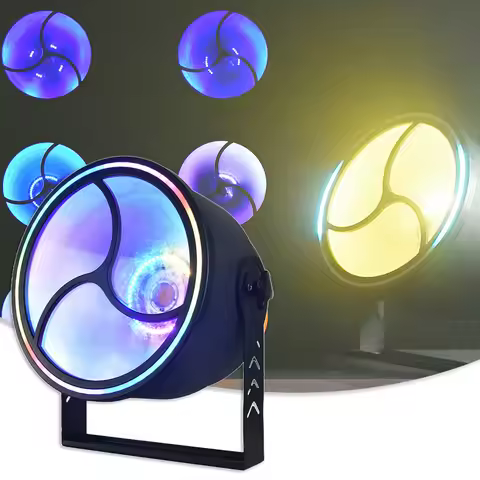 YUER Mini Retro Backlight 200W COB Amber Light With RGB Ring Inner Lamp And SMD RGB Out Ring Strobe 