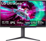 LG 27GR93U-B 27" UltraGear 4K UHD (3840x2160) Gaming Monitor, 144Hz, 1ms, VESA DisplayHDR 400, G-SYNC and AMD FreeSync Premium, HDMI 2.1, DisplayPort, 4-Pole HP Out DTS HP:X, Tilt/Height/Pivot Stand, Black