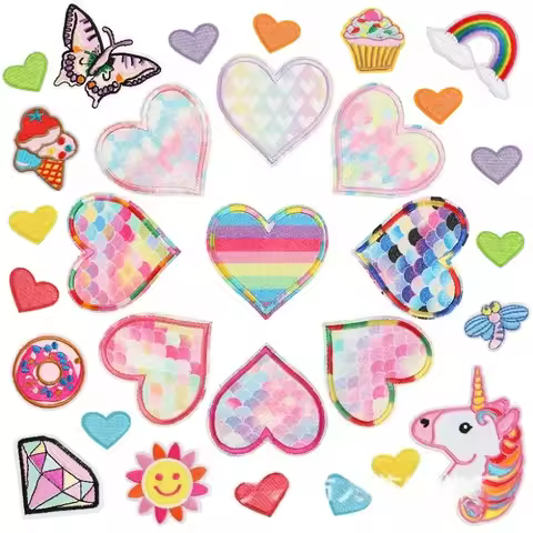 Cartoon Ice Cream Embroidery Cloth Sticker Computer Embroidery Label Love Bag Decoration Donut Embro