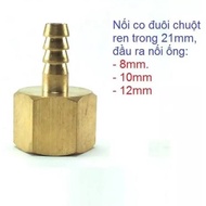 Compo of 5 pieces; Connecting internal thread 1/2 inch-21mm to mouse tail with diameters of 8mm, 10m