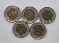 香港硬幣拾圓 X 5/流通品/品相如圖/Lot 2