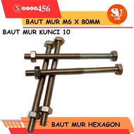 HEXAGON NUT BOLT M6X80MM YELLOW