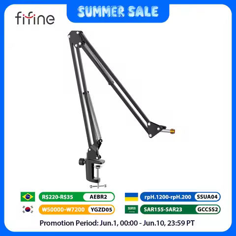 FIFINE Adjustable Microphone Suspension Boom Scissor Arm Stand for K688 K669 K670 K658 K678 K690,Amp