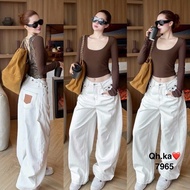 White jeans with loose button pockets QCL1 (7965-SP000014)