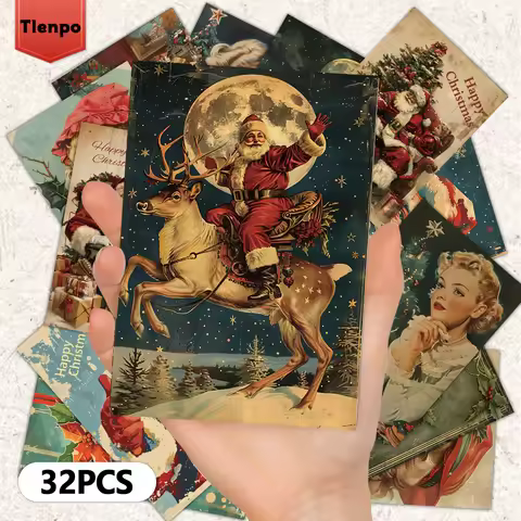 32pcs Christmas star piece 3.94x5.7in Christmas card, message card, vintage postcard, Christmas gree