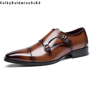 ColbyBaldwinuScKd รองเท้า Monk Strap หัวเข็มขัดหนังแท้สองชั้นผู้ชายคลาสสิกอิตาลีหมวกพิมพ์ลายงูขนาด38