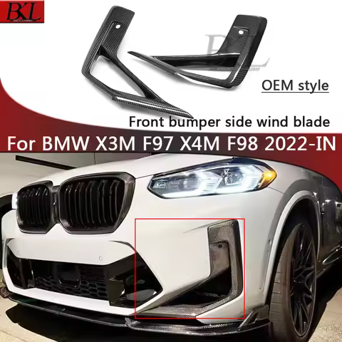For BMW X3M F97 X4M F98 Dry carbon fiber front bumper fog lamp frame corner guard front bumper side 