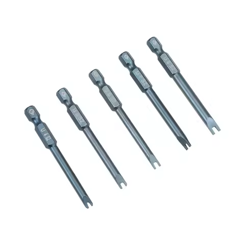uxcell U-Shaped Bits Set 5pcs 1/4 Inch Hex Shank Magnetic U4 U5 U6 U7 U8 Screwdriver Bit Set 65mm Le