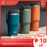 TYESO Insulated Vacuum Tumbler Stainless Steel Mug Water Bottle with Straw Handle 600ML 750ML 900ML